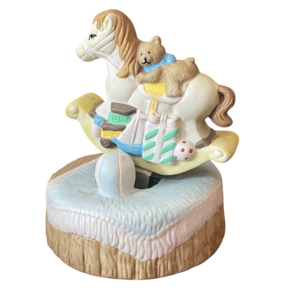 Rocking Horse Music Box Plays "Toy Land" Ceramic Music Box